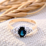 Sapphire Oval White Diamond Coloured Stone Ring