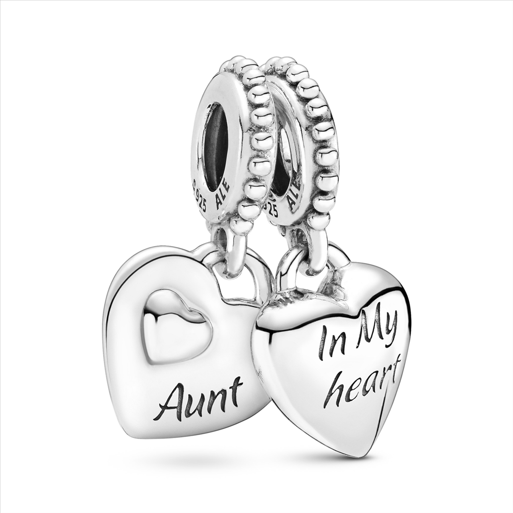 Pandora Aunt & Niece Heart Silver Hanging Charm