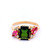 Green and Pink Tourmaline Dress Ring in Yellow Gold