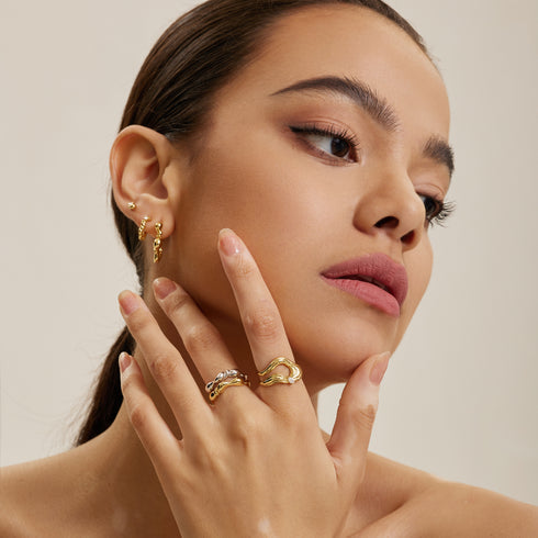 Silver Twisted Wave Stud Earrings