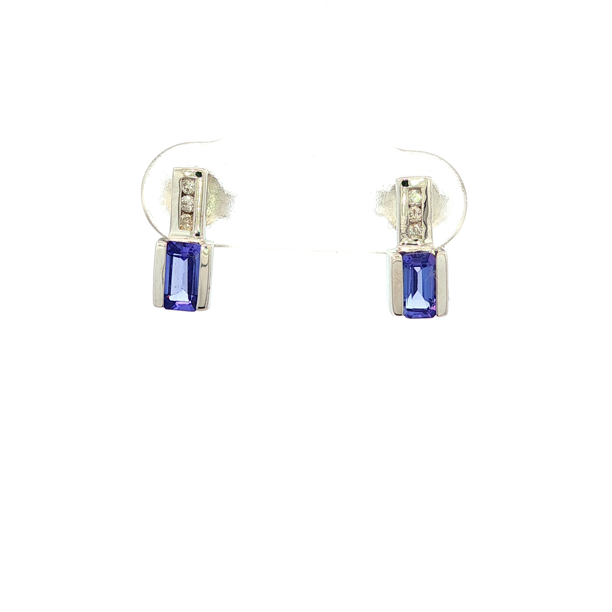 Tanzanite and Diamond Stud Earrings in White Gold