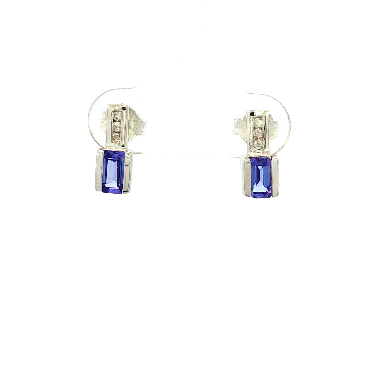 Tanzanite and Diamond Stud Earrings in White Gold