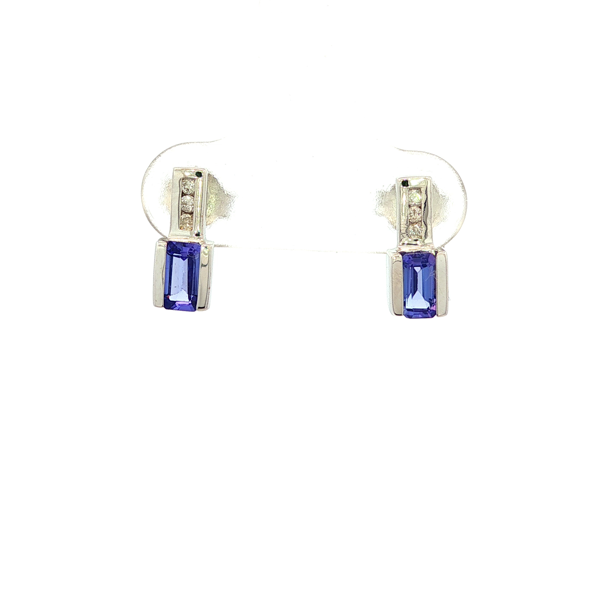 Tanzanite and Diamond Stud Earrings in White Gold