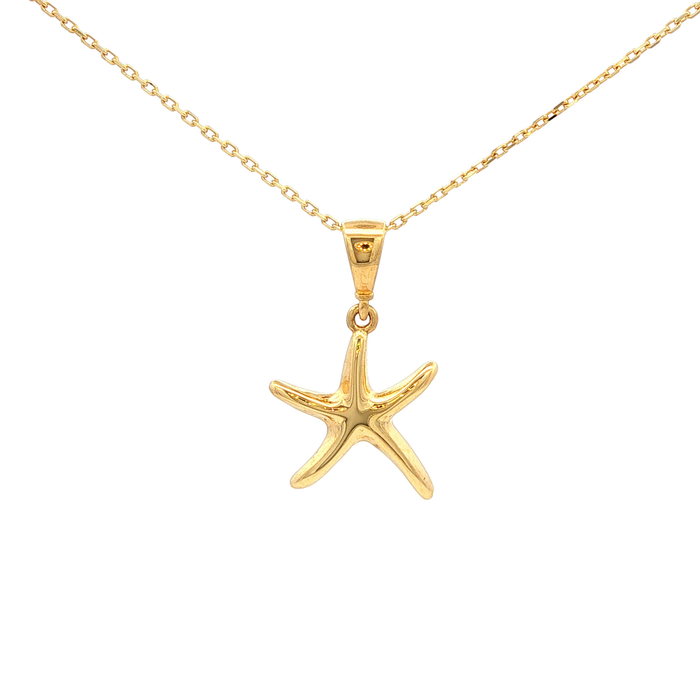 Starfish Charm Necklace in Yellow Gold