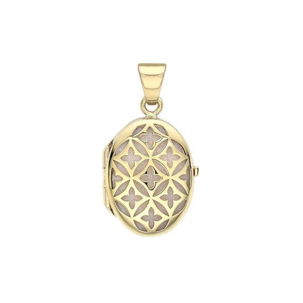 Fabric-Backed Lattice Locket in Yellow Gold