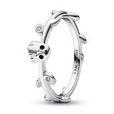 Marvel Baby Groot sterling silver ring with clear cubic zirconia and black enamel