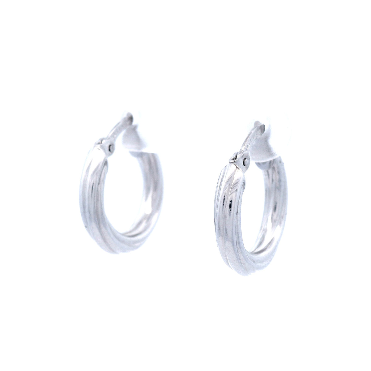 10mm Twist Hoop Earrings in 9 Carat White Gold, Silver Filled