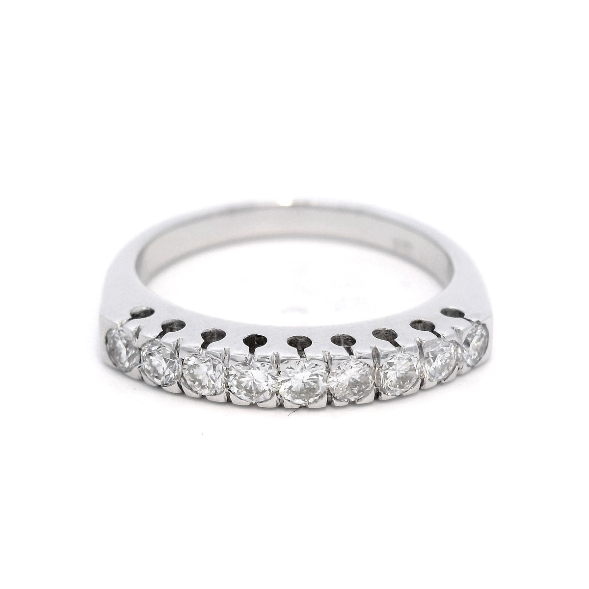 18 CARAT WHITE GOLD 9 STONE =.50CTDIA SZ M1/2