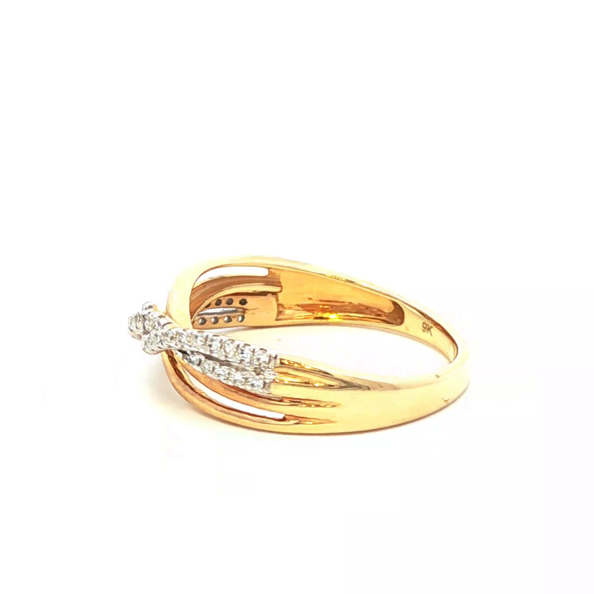 Yellow Gold Band Ring with Brilliant Cut Diamonds