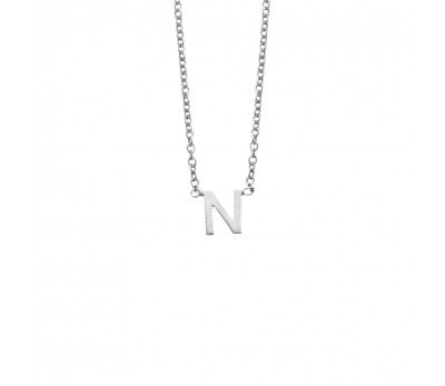 Sterling Silver Necklace With Initial Pendant N
