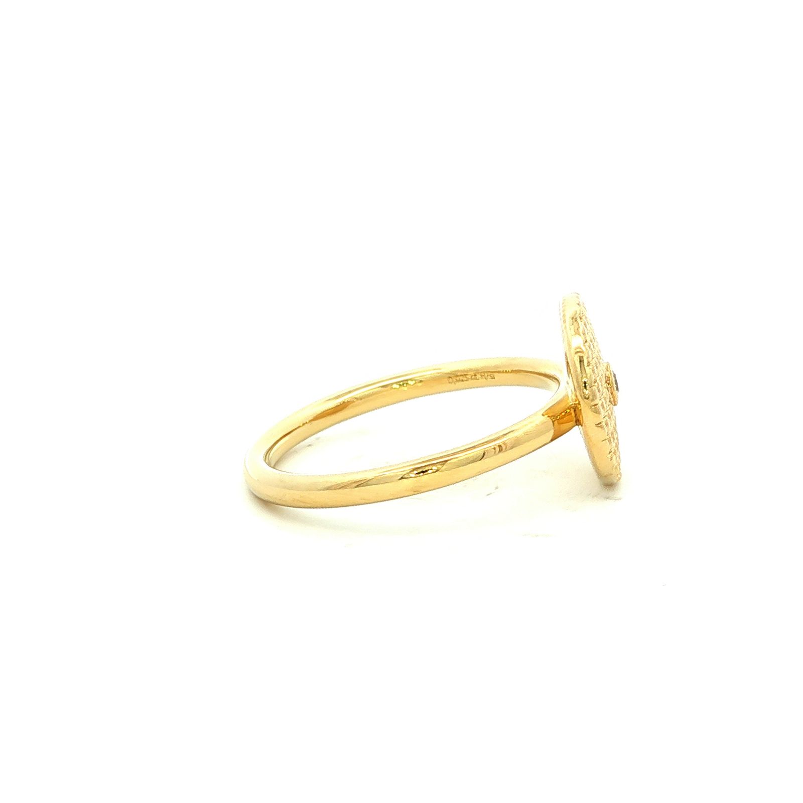Textured Disc Dress Ring in Yellow Gold