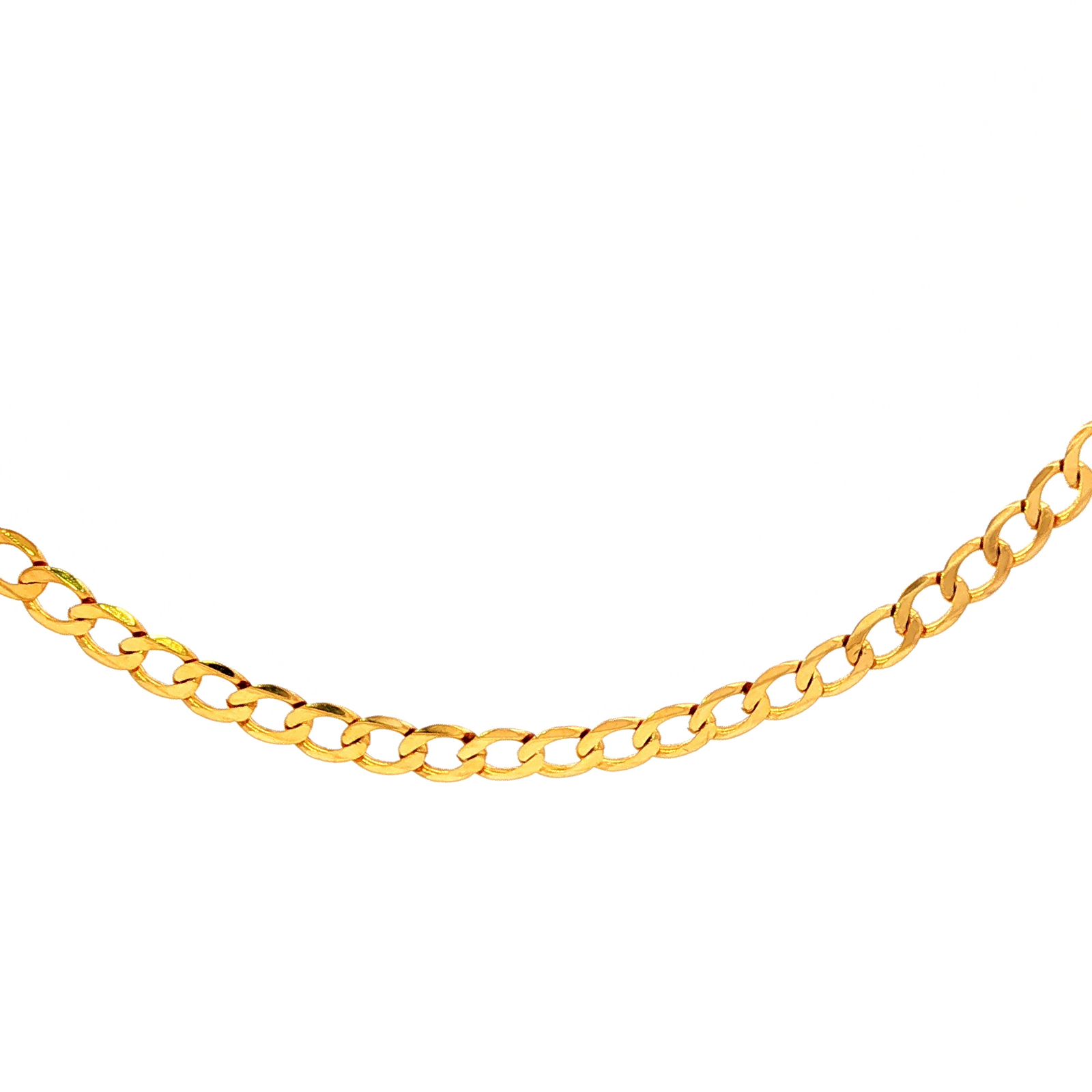 Diamond Cut Round Edge Open Curb Necklace in Yellow Gold