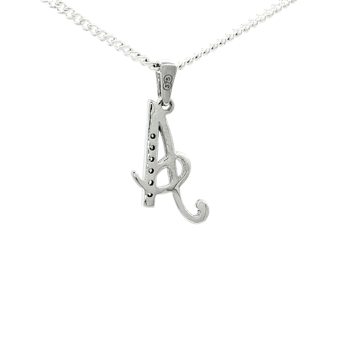 White Gold over Silver Diamond Initial 'H' Charm Necklace
