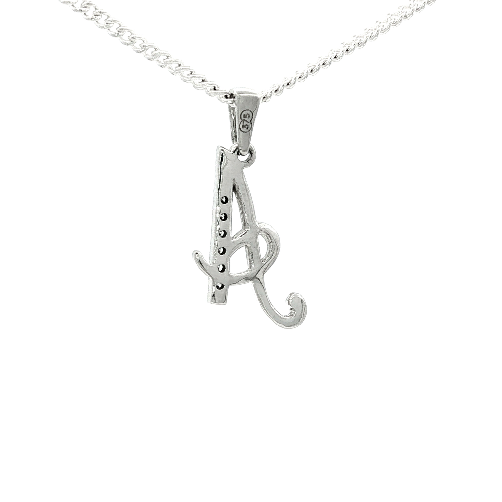 White Gold over Silver Diamond Initial 'H' Charm Necklace