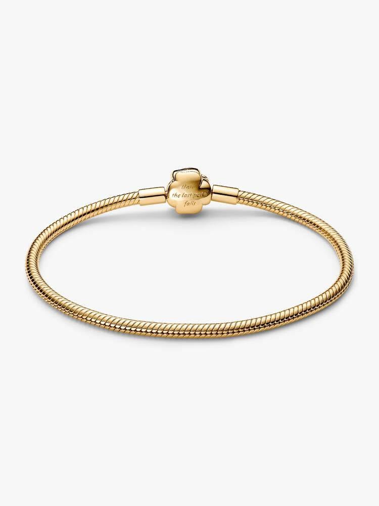 Disney Beauty & The Beast snake chain 14k gold-plated bracelet with rose clasp and holo glittery red enamel