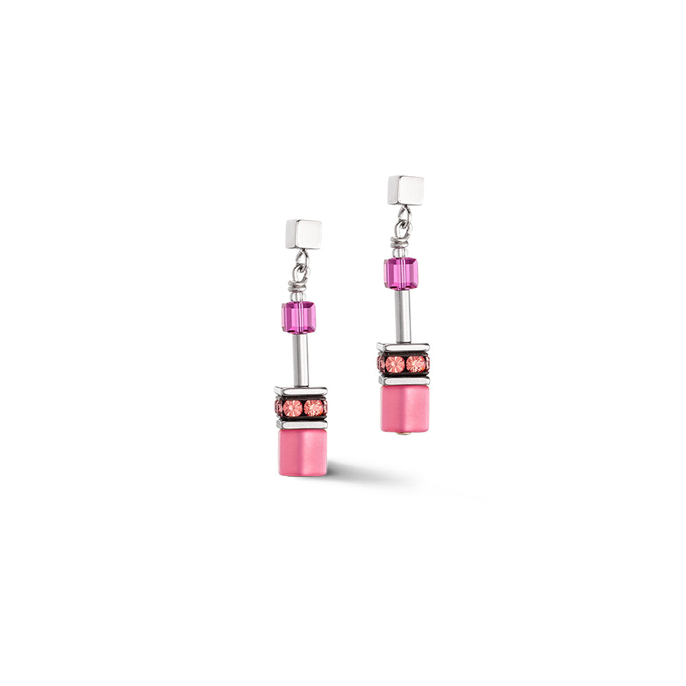 Geo Cube Viva Magenta Earrings