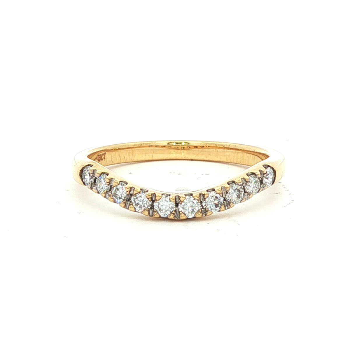 Curved Diamond Set Wedding Band in Yellow Gold