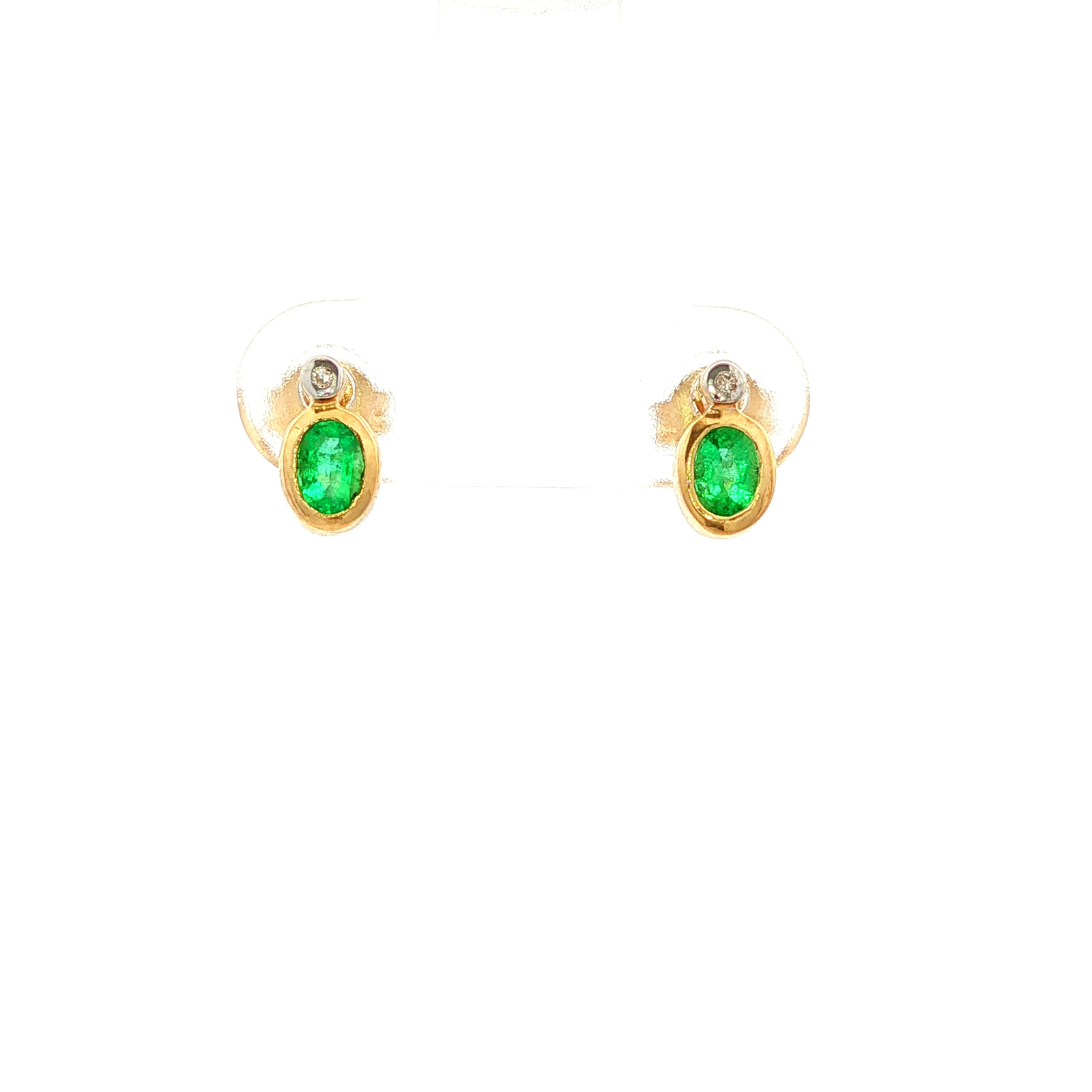 Emerald and Diamond Stud Earrings in Yellow Gold
