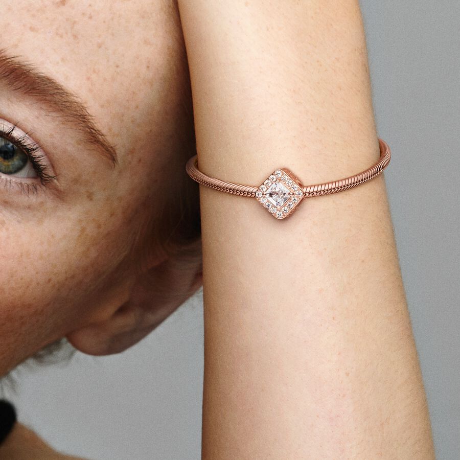 14k Rose gold-plated charm with clear cubic zirconia