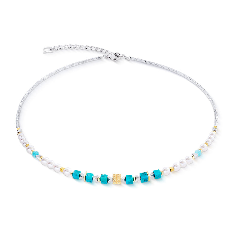Coeur de Lion Natural Vibrant Turquoise & White Necklace