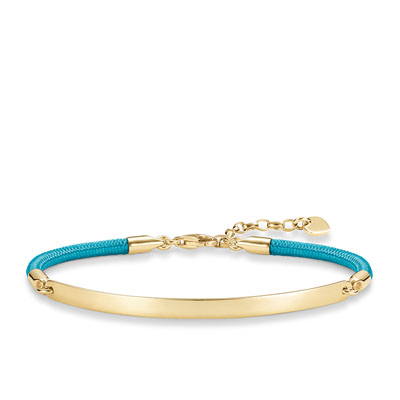 Thomas Sabo Light Blue Cord with Gold Plated Bracelet