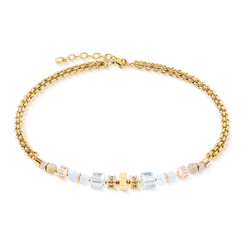 Coeur de Lion GeoCube Fusion Soft Pastel & Gold Chain Necklace