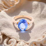 Natural Oval Tanzanite with Diamond Dress Ring in Yellow Gold
