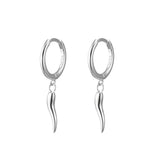 Plain Huggie Earrings Cornicello Charm