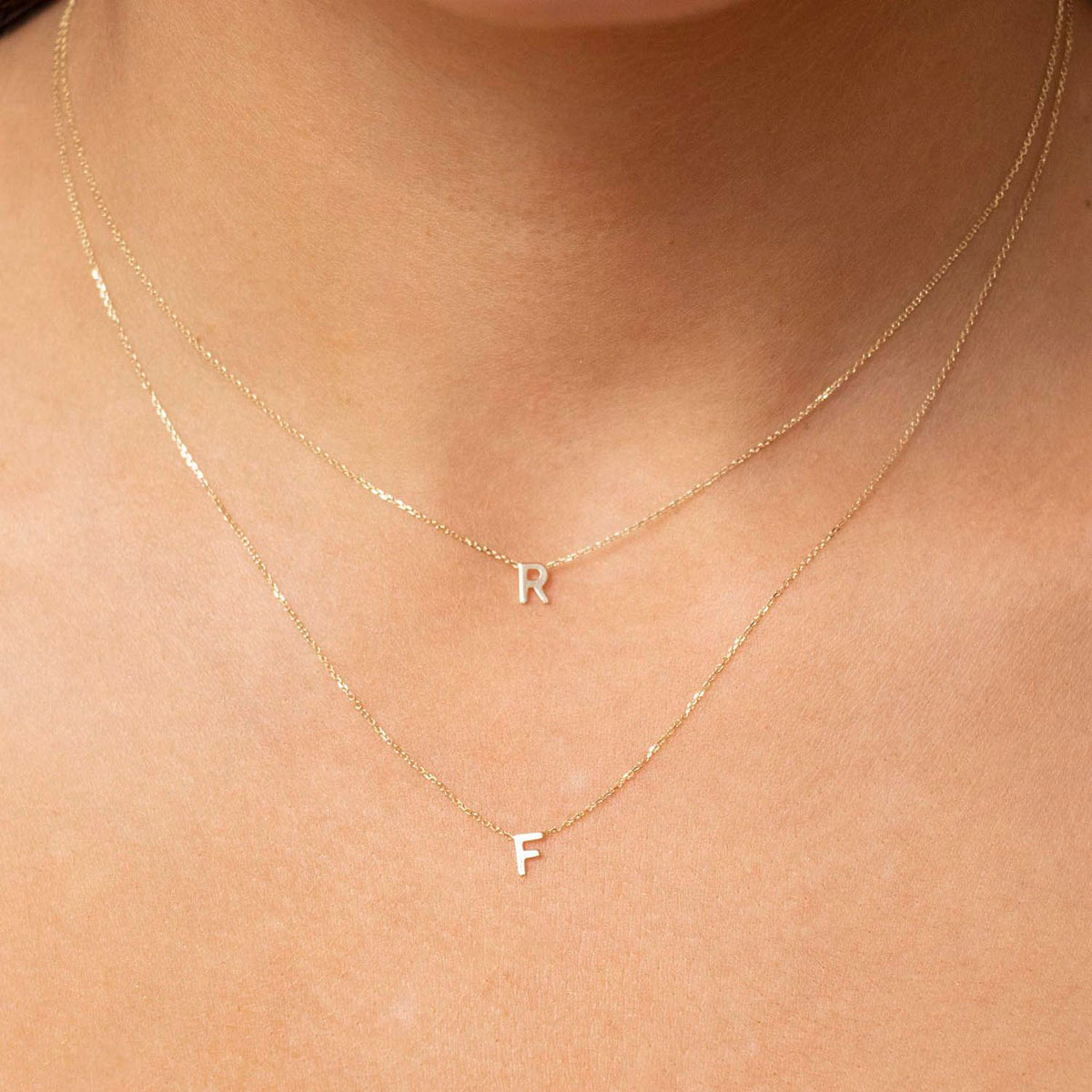 9ct Yellow Gold Petite Initial Necklace - D