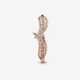Pandora Rose Leaves Wishbone Ring w Clear CZ