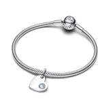 Pandora Engravable Heart Aqua Blue Stone Dangle Charm