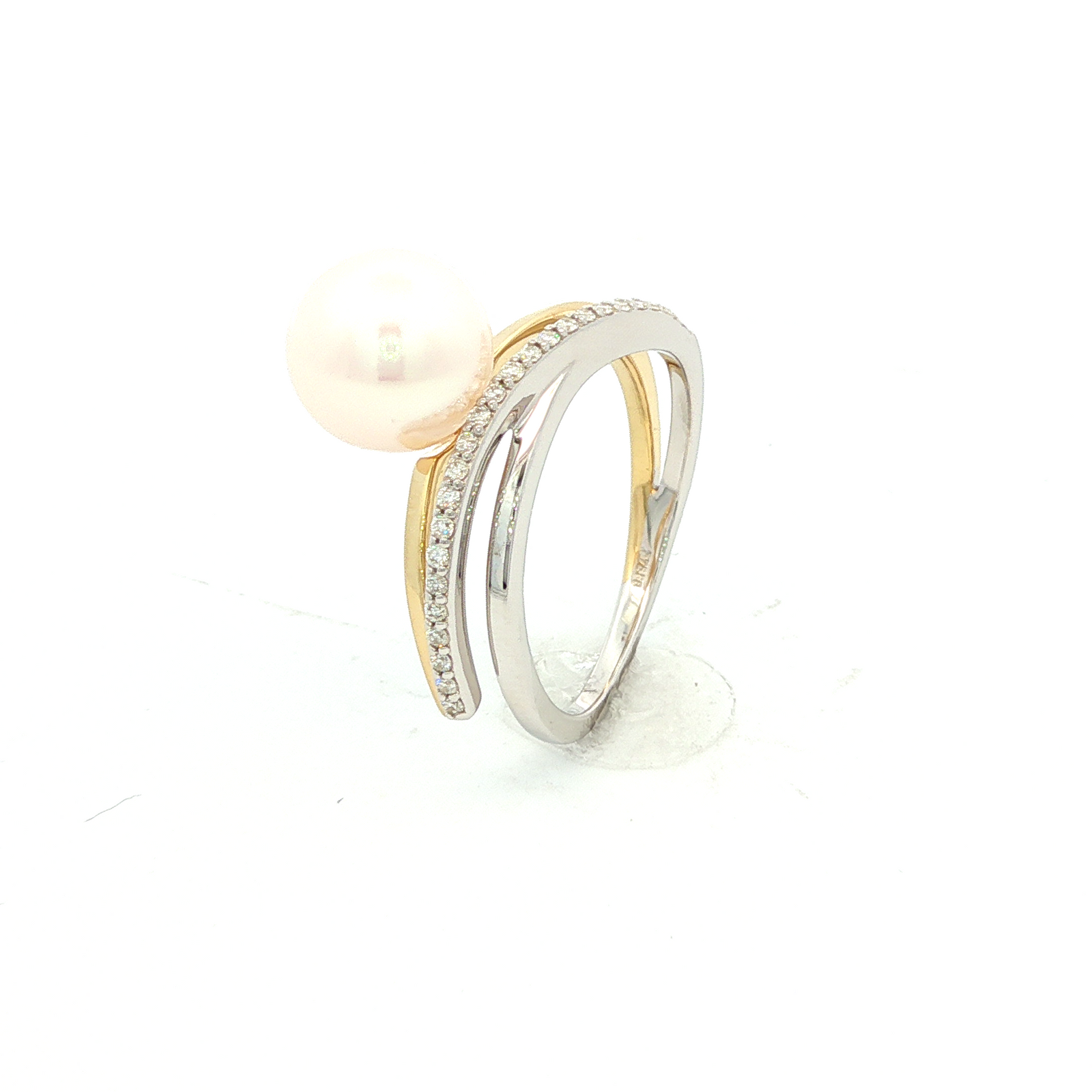 Two-Tone Chinese Cultured Pearl & Diamond Dress Ring
