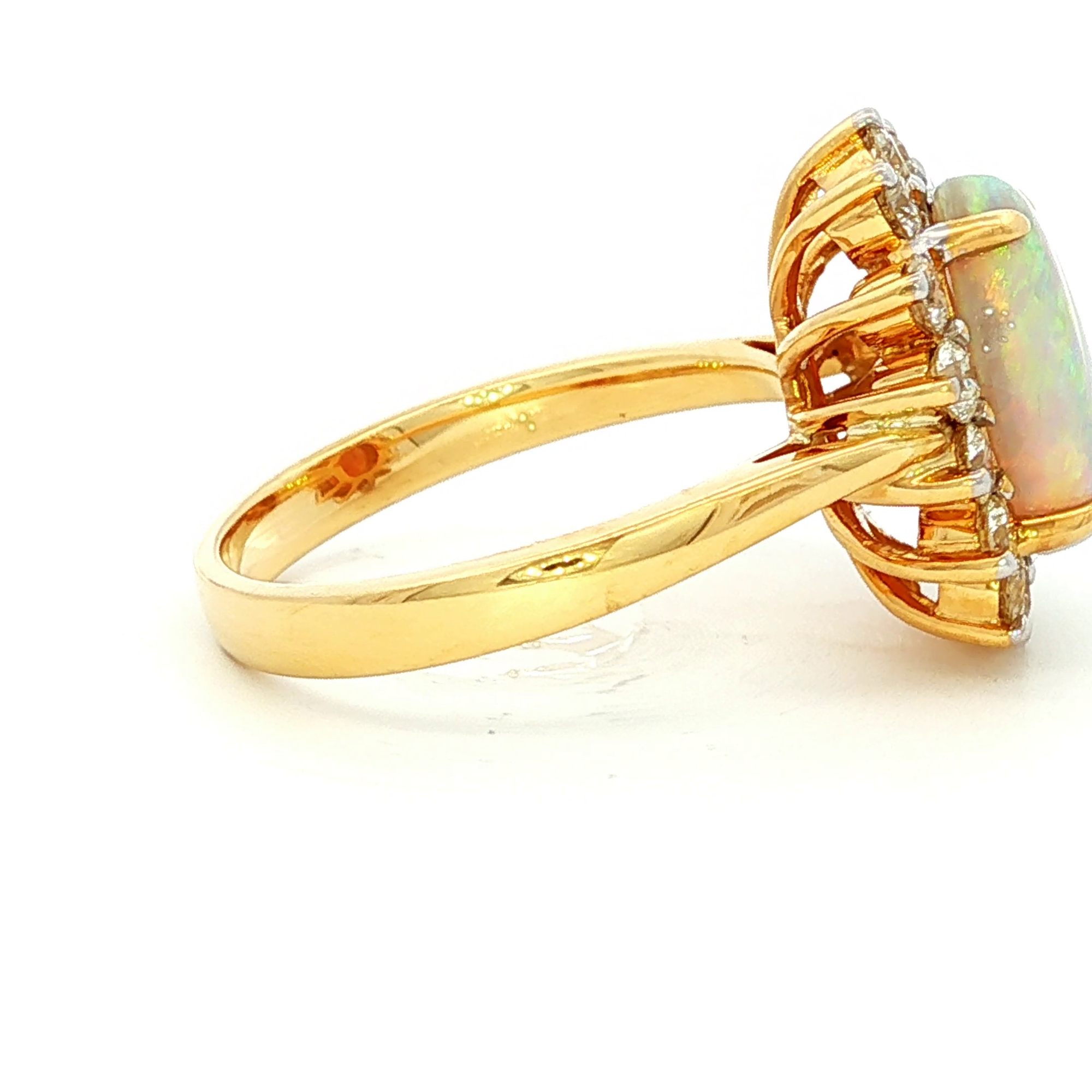 Opal and Diamond Dress Ring in Yellow Gold