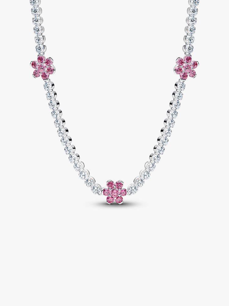Pandora Pink Flower Tennis Necklace