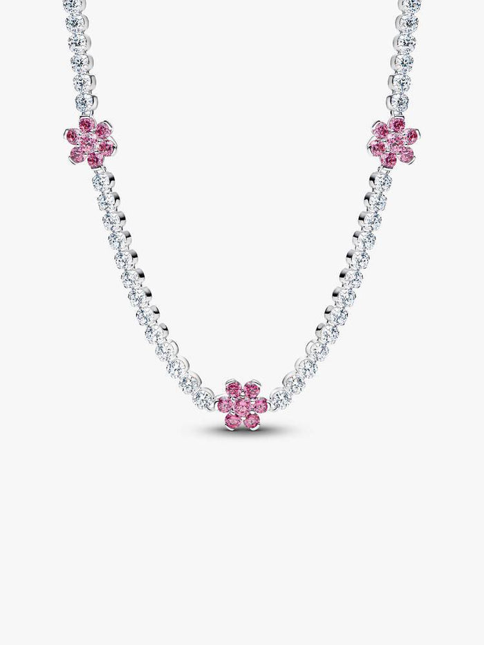 Pandora Pink Flower Tennis Necklace