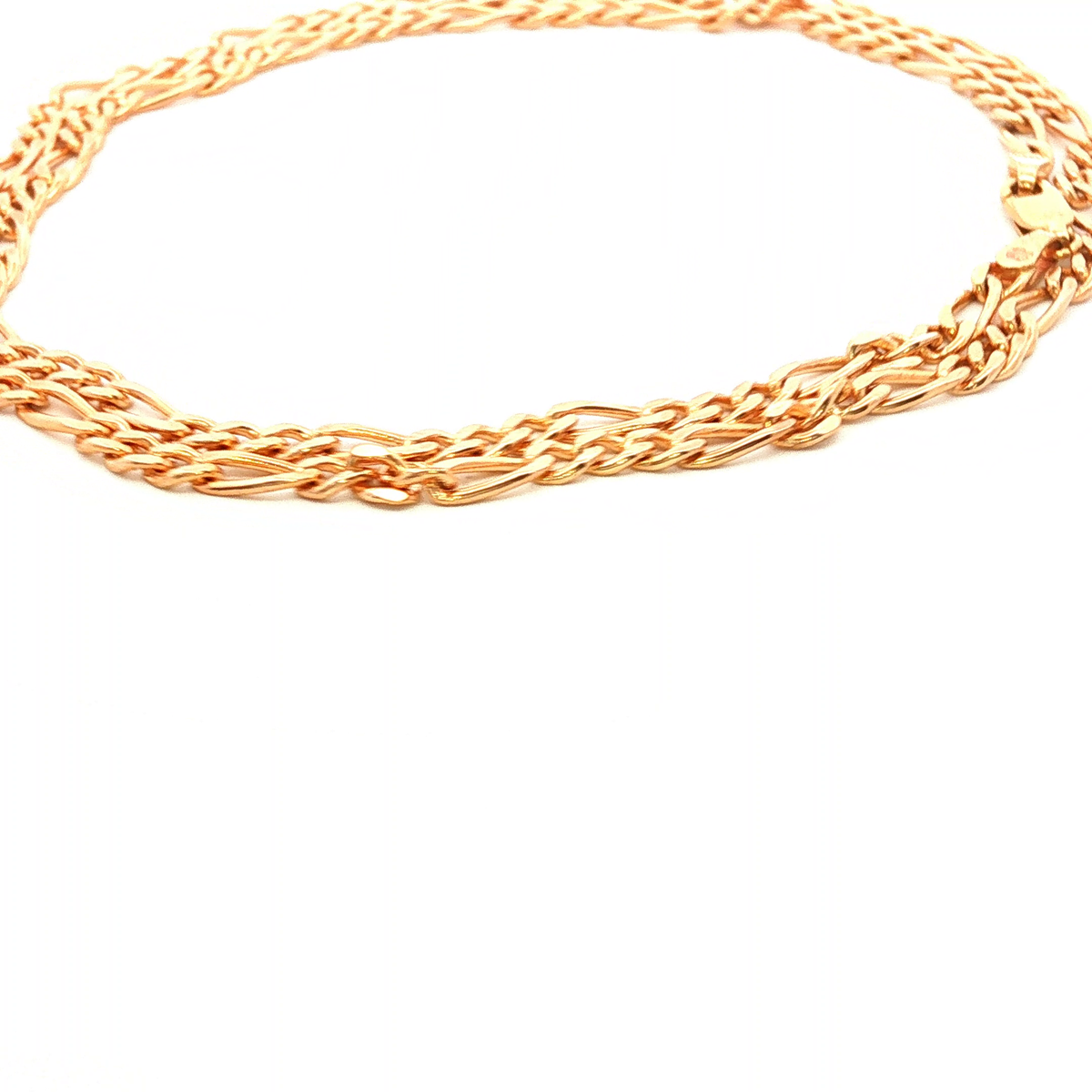 Solid Figaro 1+3 Diamond Cut Chain Necklace