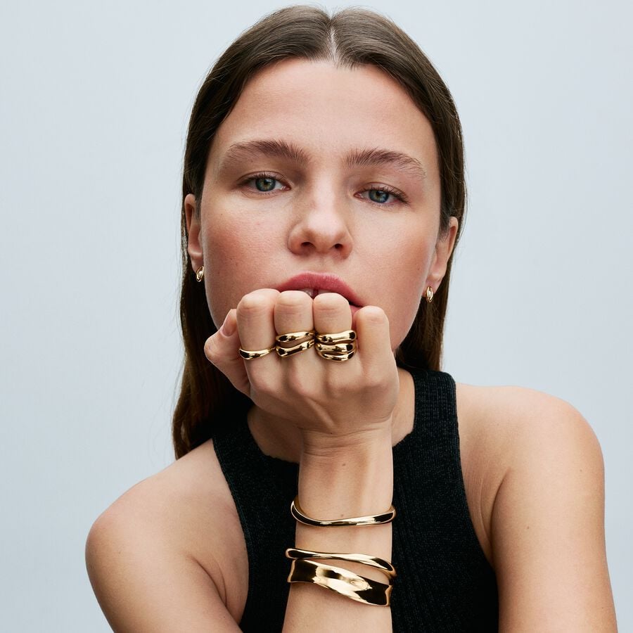 Pandora Organically Shaped Broad Open Bangle