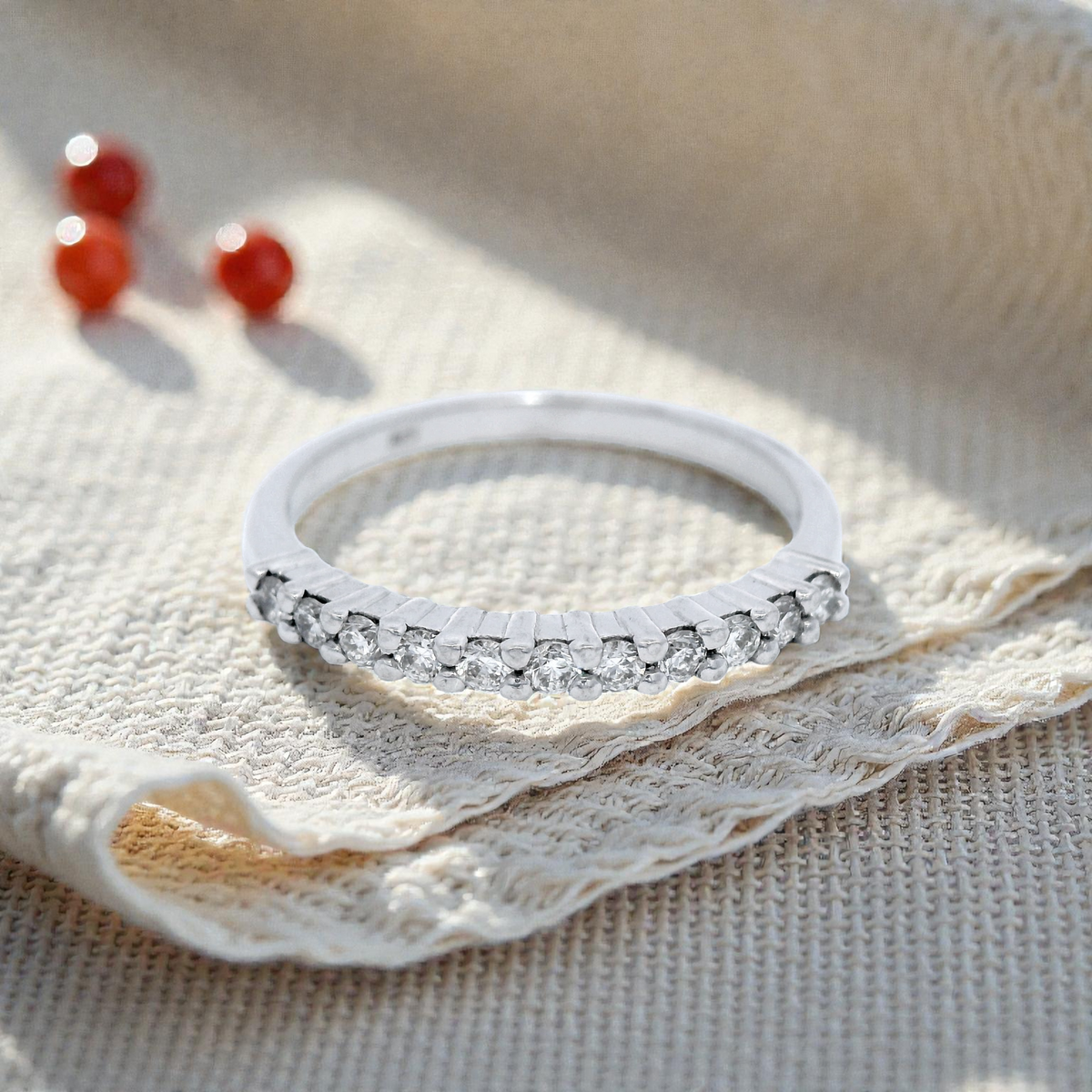Diamond Set Wedding Ring in White Gold