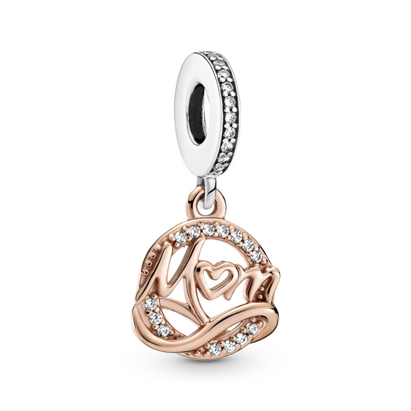 Pandora Rose Mum Hanging Charm w Silver &amp; CZ