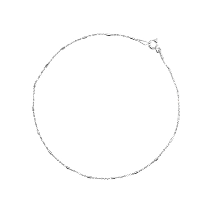 Sterling Silver Fine Cable Chain Anklet with Solid Links
