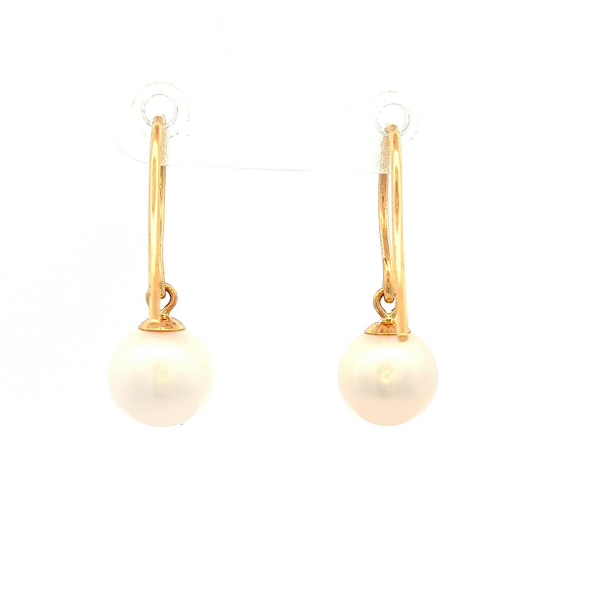 White Velvet Hook Earrings in Yellow Gold