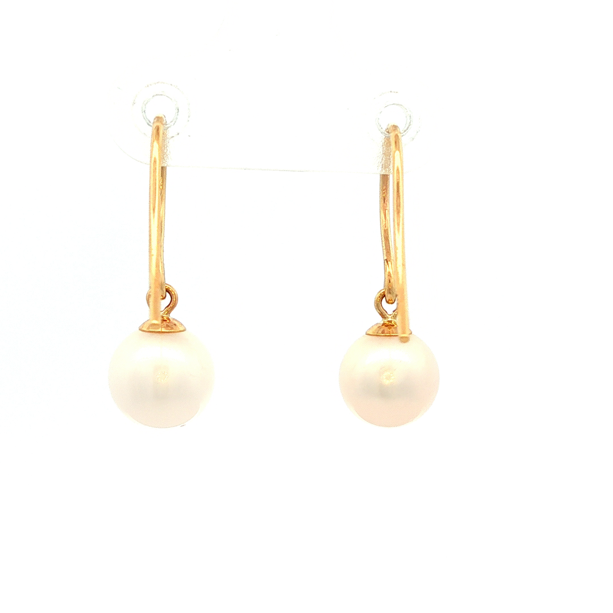 White Velvet Hook Earrings in Yellow Gold