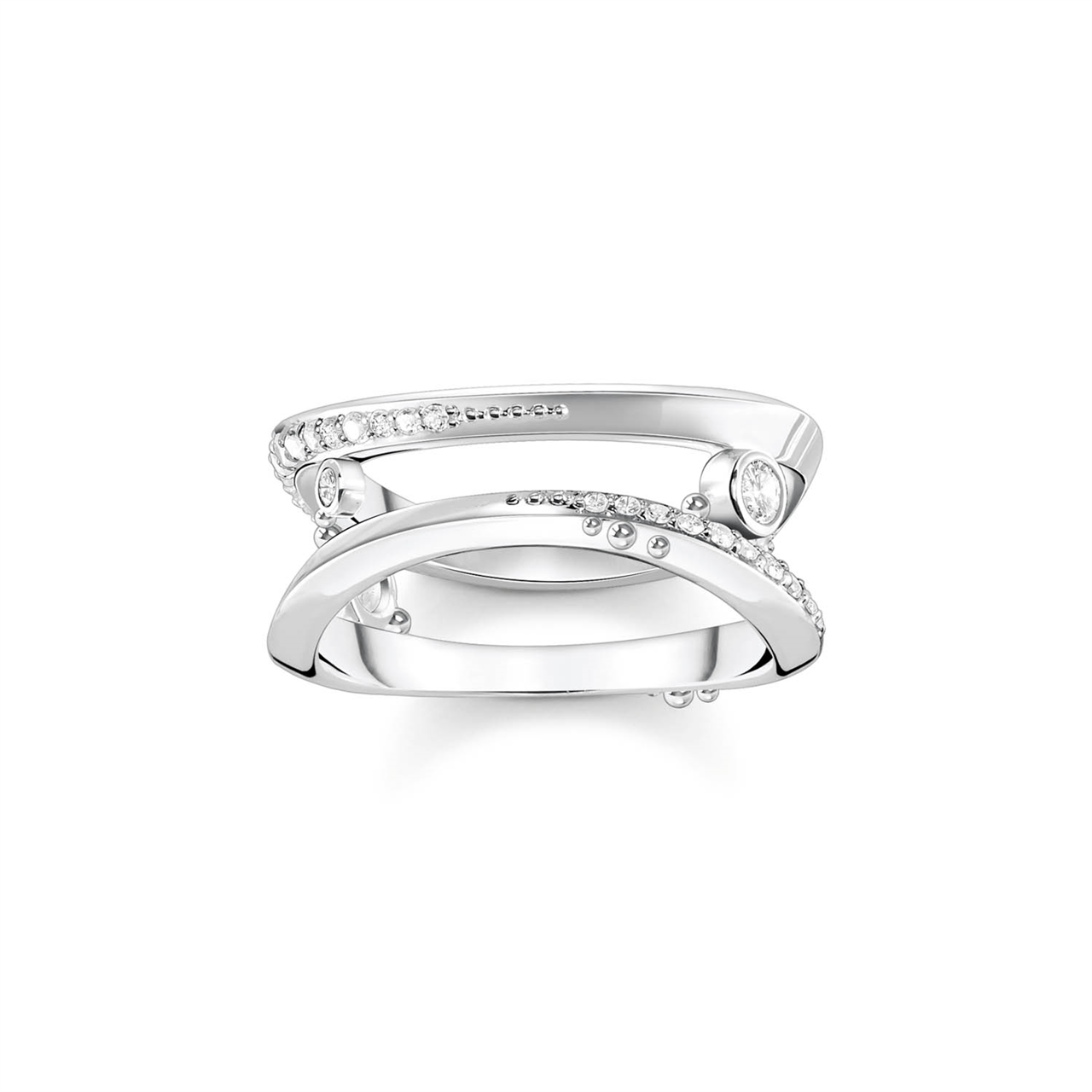 Thomas Sabo Double Band Cubic Zirconia Wave Ring