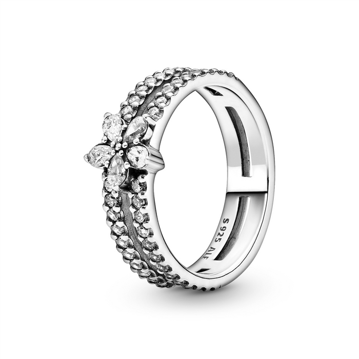 Sparkling Snowflake Double Ring - 56