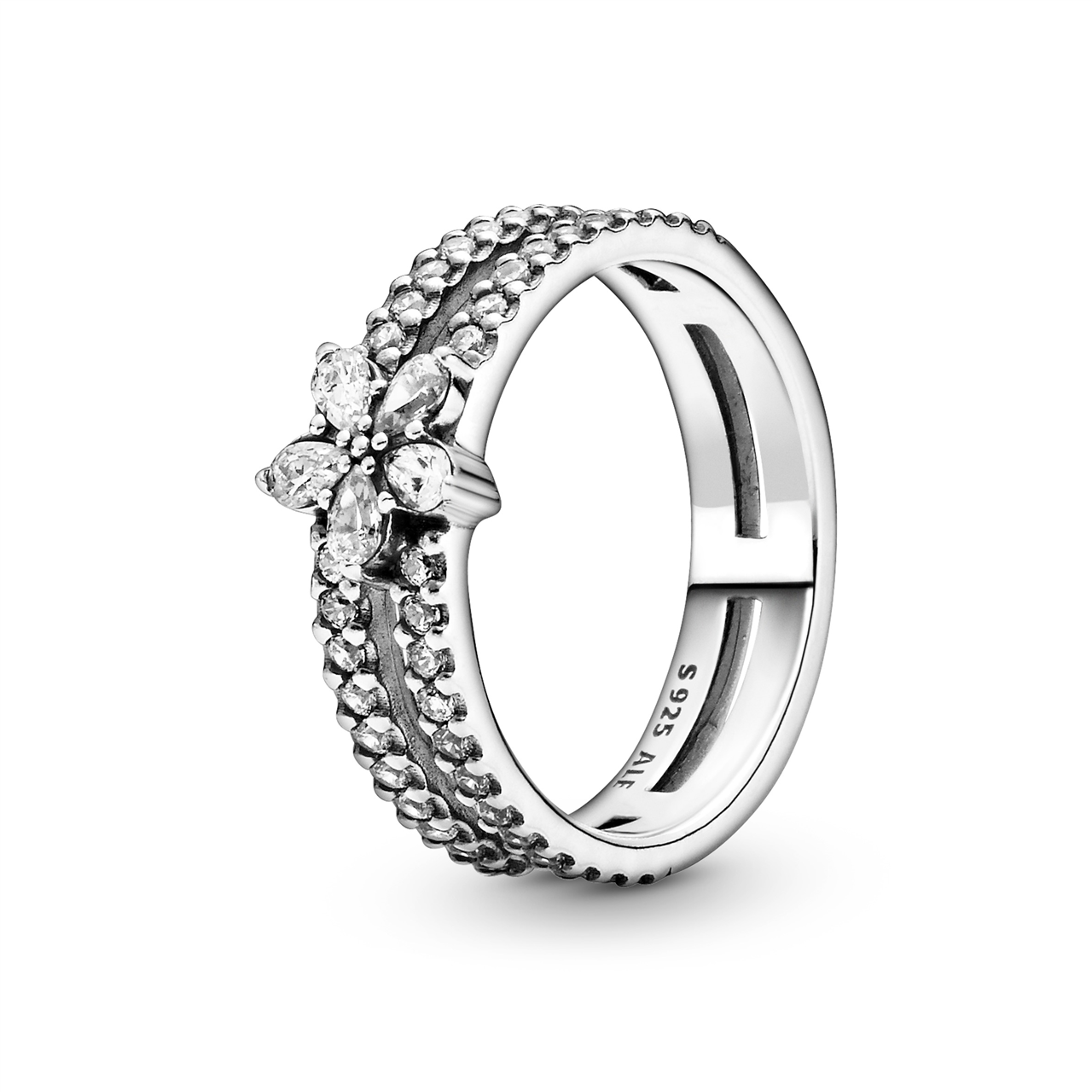 Sparkling Snowflake Double Ring - 56