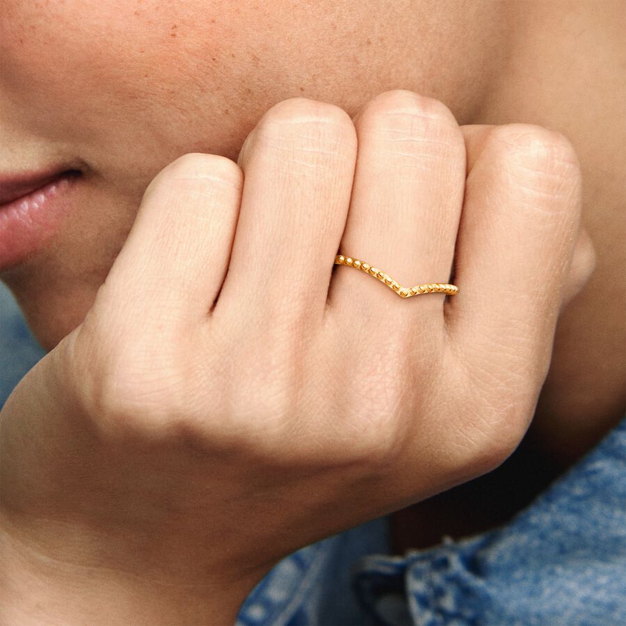 Beaded Wishbone Ring