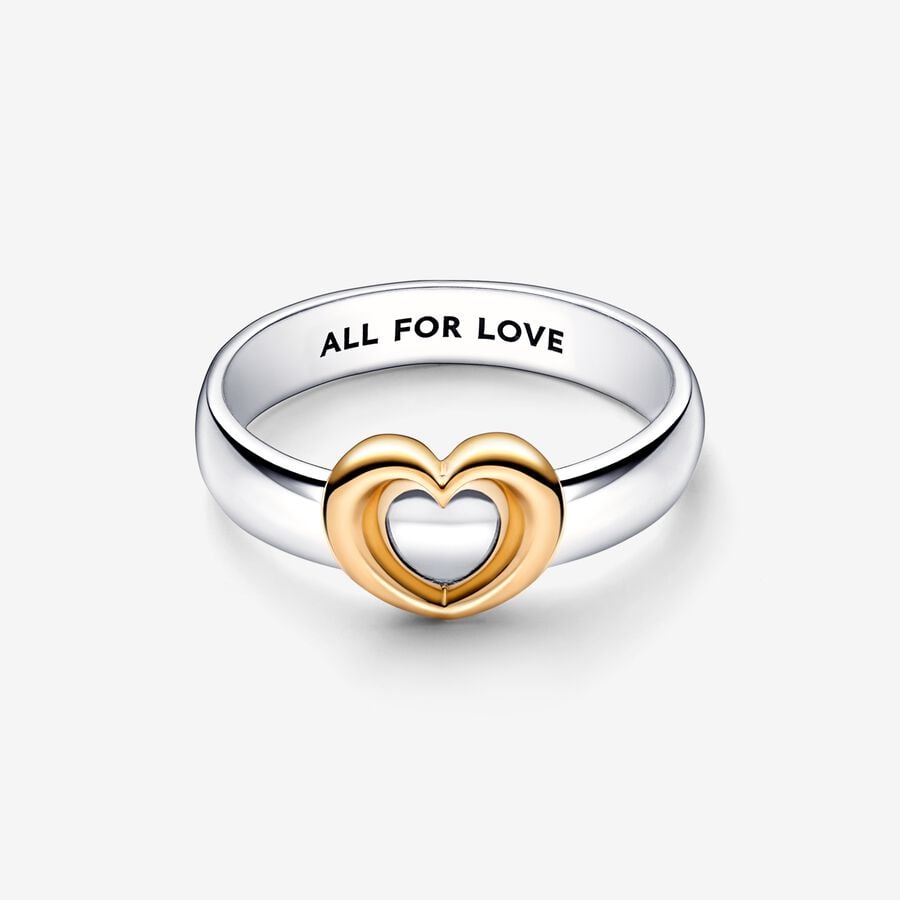 Heart sterling silver and 14k gold-plated ring
