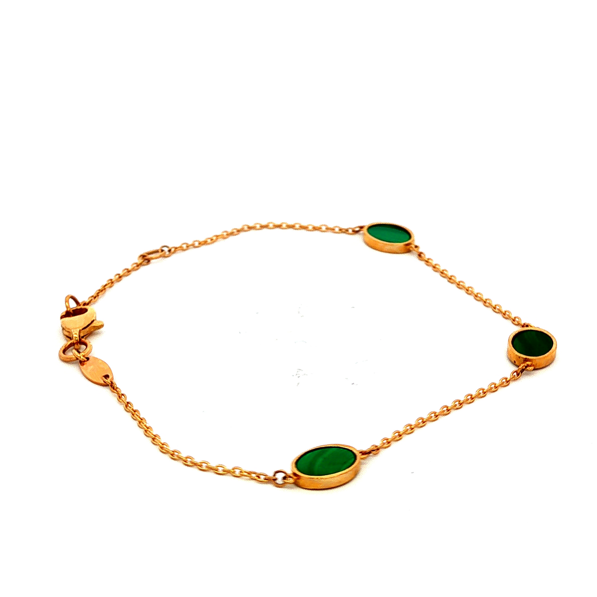 Malachite Oval Bracelet in Yellow Gold
