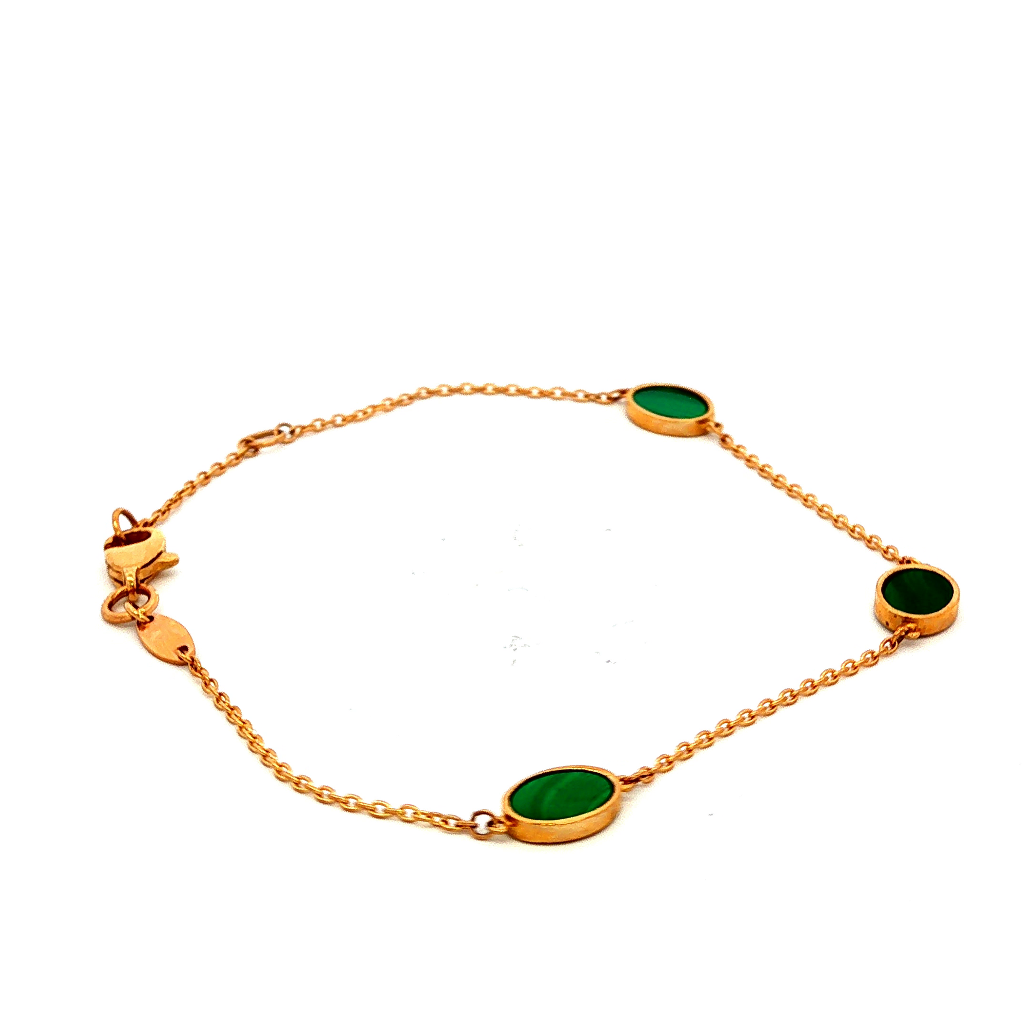Malachite Oval Bracelet in Yellow Gold