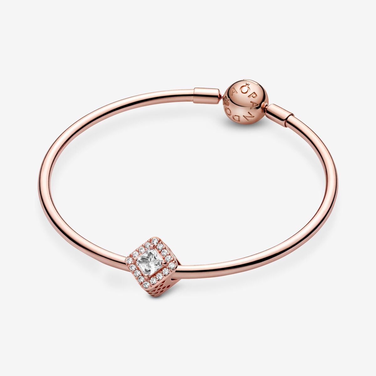 14k Rose gold-plated charm with clear cubic zirconia
